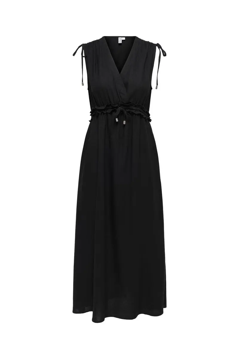 Only - Onlgoa Sl Linen Bl Long Dress Cc - 4910201 Black