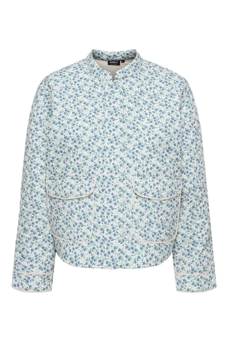 Only - Onlhallie Quilted Jacket - 4983149 Cloud Dancer Blue Ditsy
