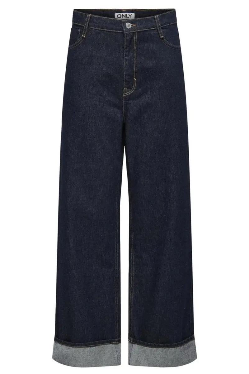 Only - Onlhope Wide Fold Up Rinse Cro - 4740254 Dark Blue Denim Rinse