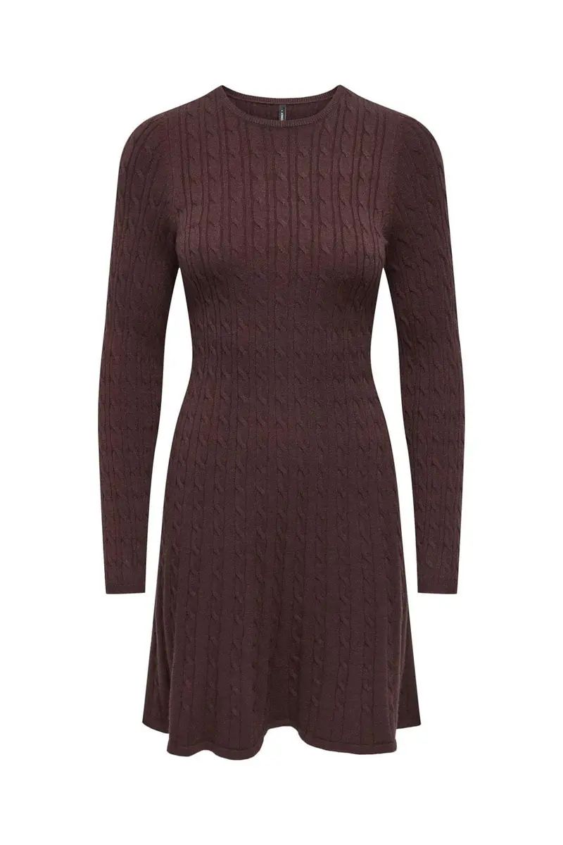 Only - Onlibi Ls O-Neck Cable Dress Cc Knt - 5035558 Fudge
