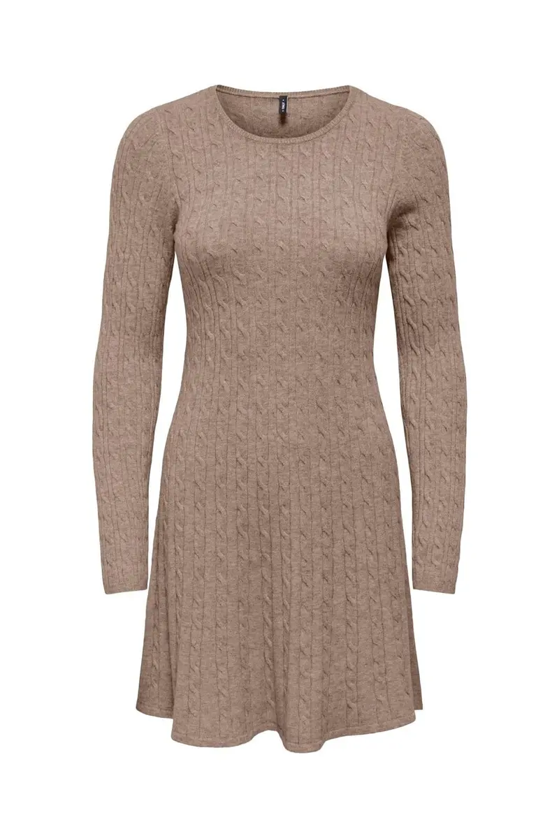 Only - Onlibi Ls O-Neck Cable Dress Cc Knt - 5100472 Mocha Meringue