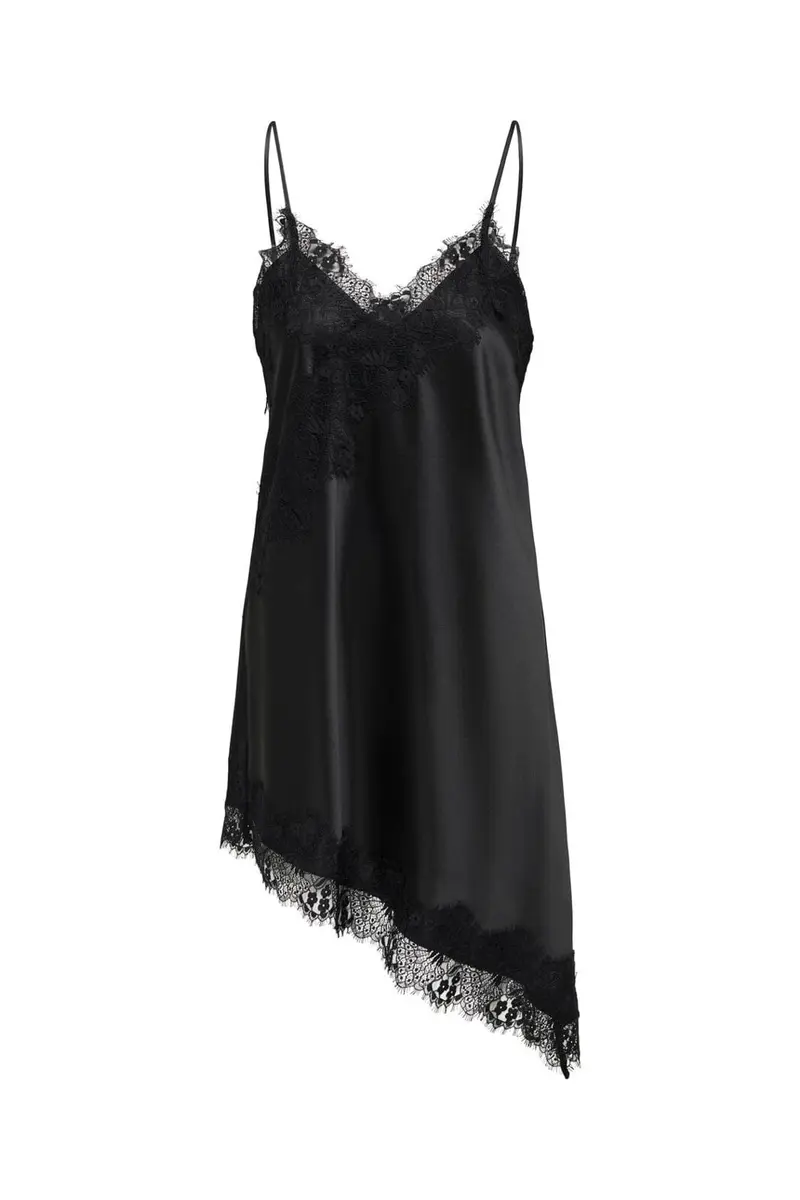 Only - Onlindona Strap Satin Lace Dress - 5102199 Black