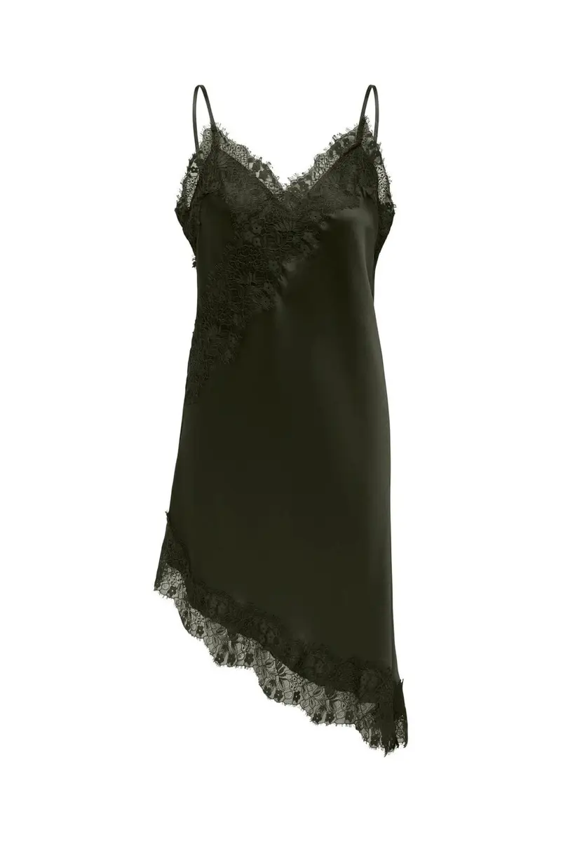 Only - Onlindona Strap Satin Lace Dress - 5136755 Forest Night