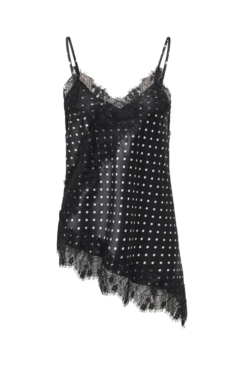Only - Onlindona Strap Satin Lace Top - 5098795 Black White Dots