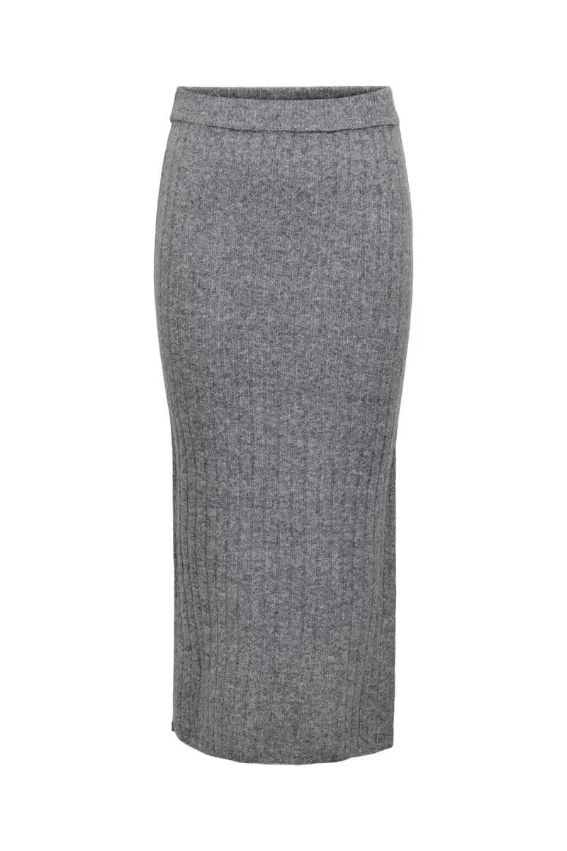Only - Onljeanett Life Rib Long Skirt Cc Knt - 4774521 Medium Grey Melange