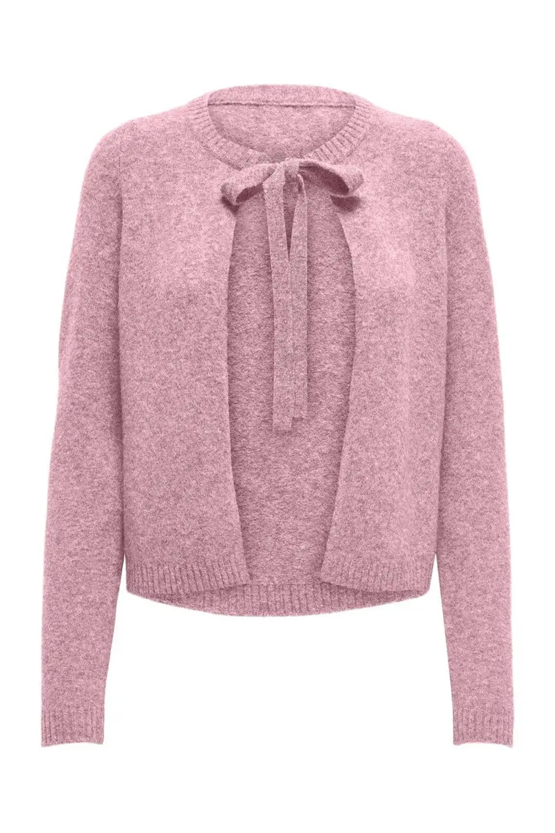 Only - Onljessie Ls One String Cardi Knt - 4928148 Romance Rose Melange