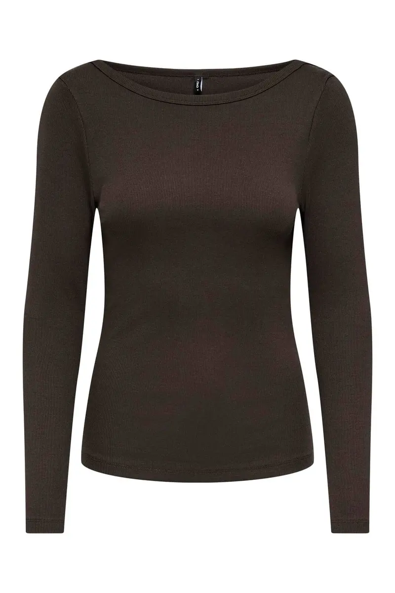 Only - Onlkathline 3/4 Rib Boatneck Top - 5212120 Coffee Bean