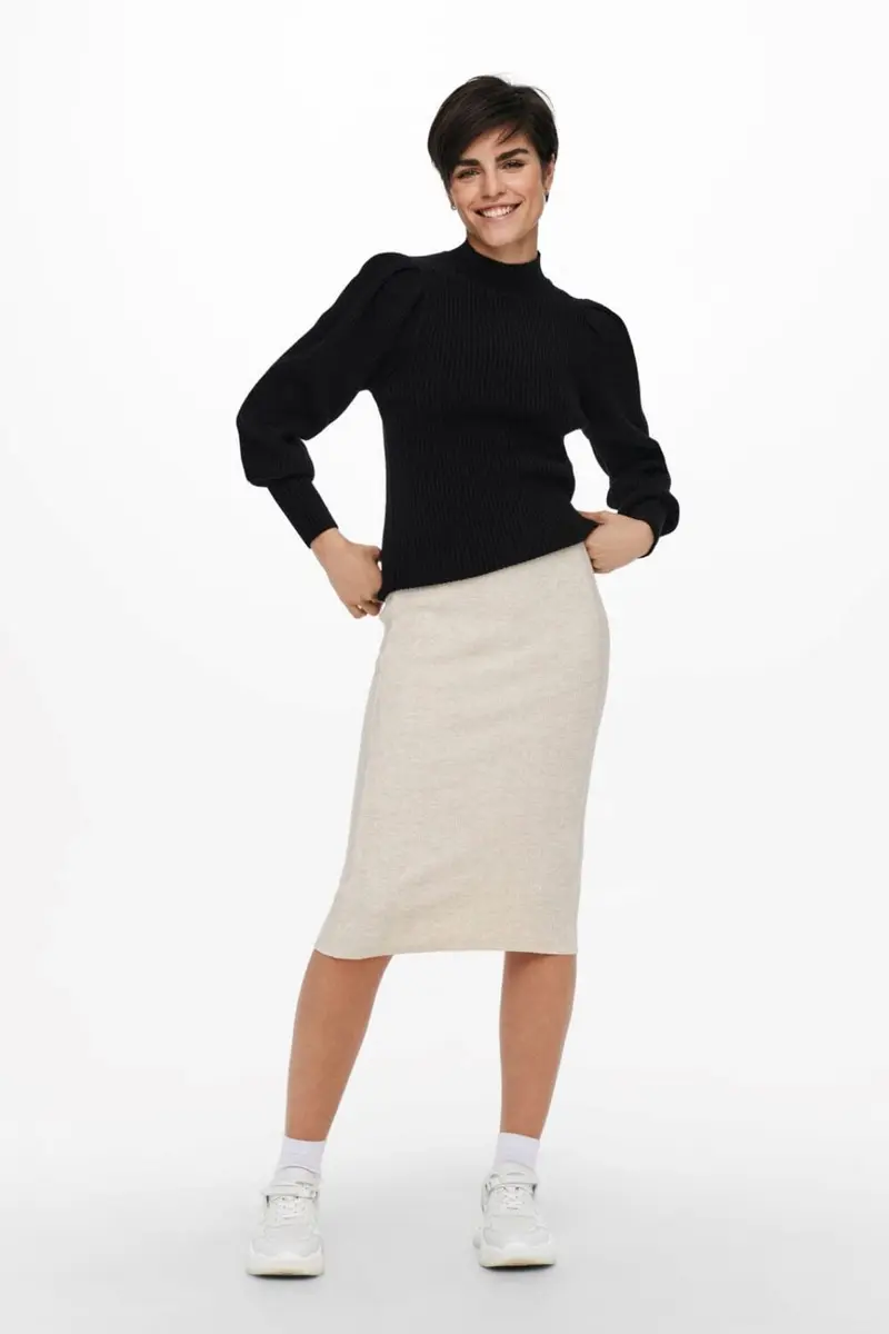 Only - Onlkatia L/S Highneck Pullover Knt - 3716990 Black