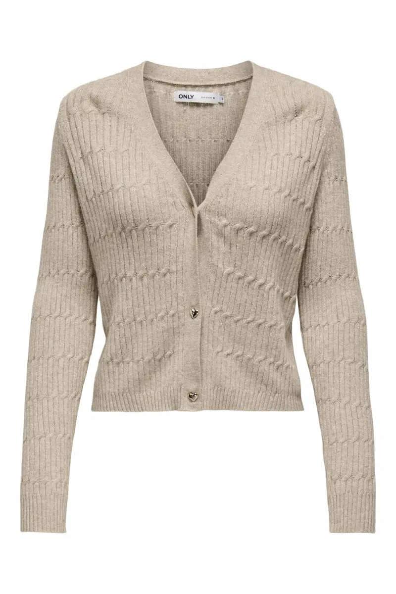 Only - Onlkatia Ls Cable V-Neck Cardi Knt Nca - 4505958 Mocha Meringue W. Melange
