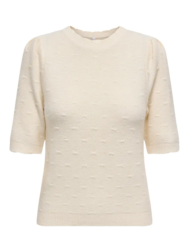Only - Onlkatia Ss Structure O-Neck Cc Knt - 4779544 Whitecap Gray Melange