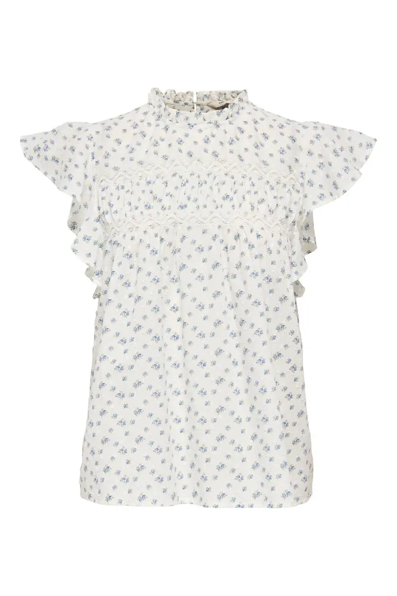 Only - Onlkatti S/S Dobby Top - 5041104 Cloud Dancer Clara Flower