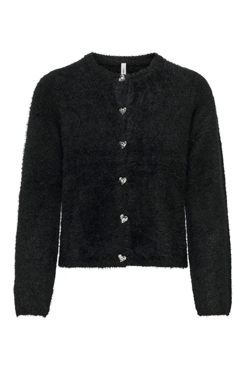 Only - Onlkerry Ls Button Cardigan Cc Knt - 5059033 Black Silver Heart Button