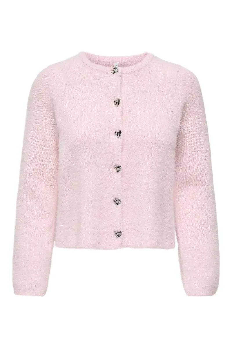 Only - Onlkerry Ls Button Cardigan Cc Knt - 5059034 Pale Lilac Silver Heart Button