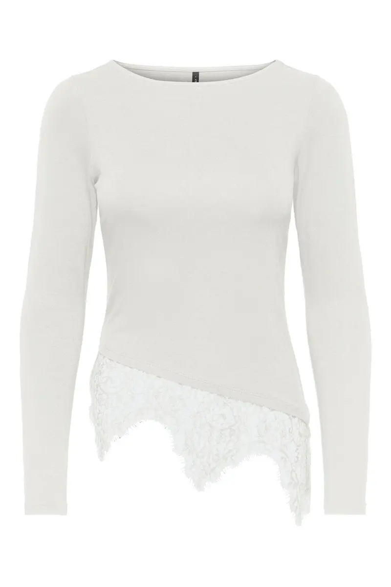Only - Onllaila L/S Lace Mix Top - 5135819 Cloud Dancer