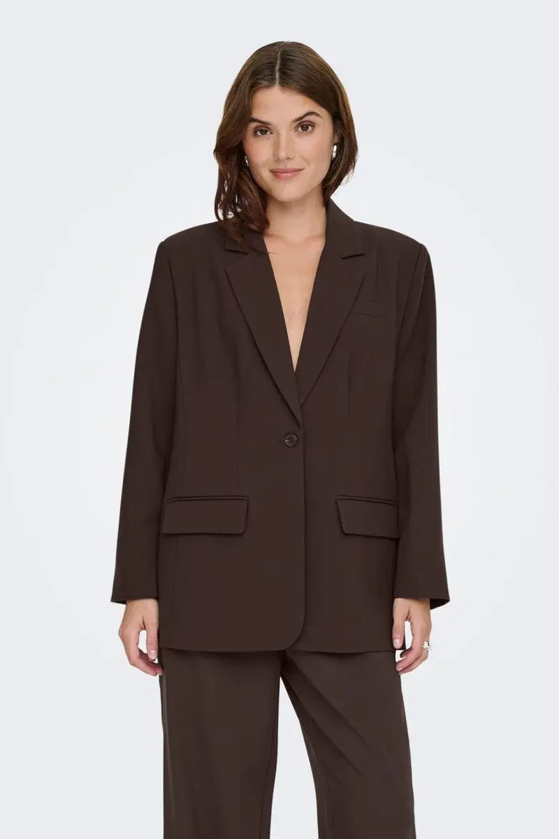 Only - Onllinda-Raven Life L/S Bf Blazer Tlr Ox - 4980287 Coffee Bean