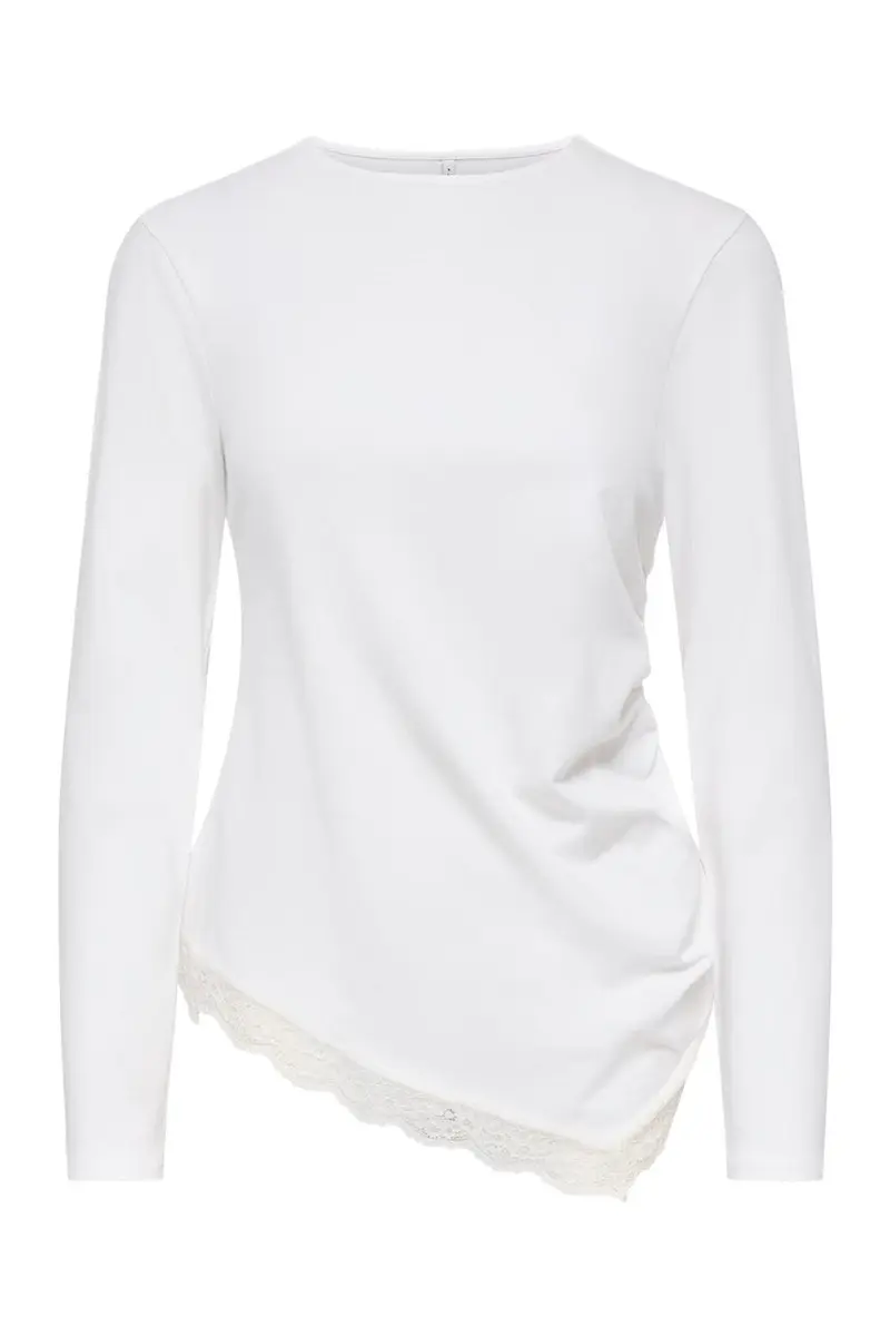 Only - Onllive Love L/S Ruching Top - 5130904 Cloud Dancer Dtm Lace