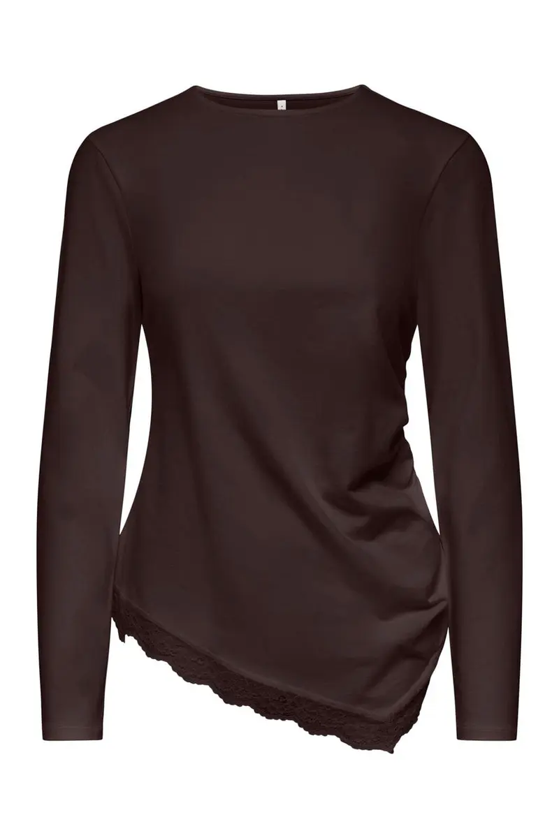 Only - Onllive Love L/S Ruching Top - 5130906 Chocolate Torte Dtm Lace