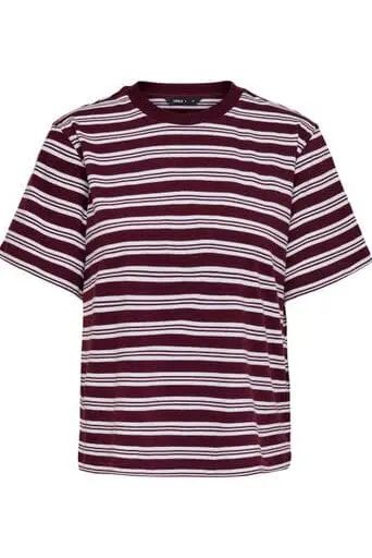 Only - Onllivina S/S Stripe Tee - 5221275 Burgundy Cd Triple Stripe