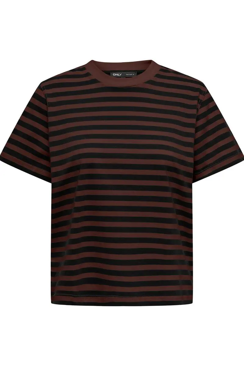 Only - Onllivina S/S Stripe Tee - 5221277 Chicory Coffee Black Stripes