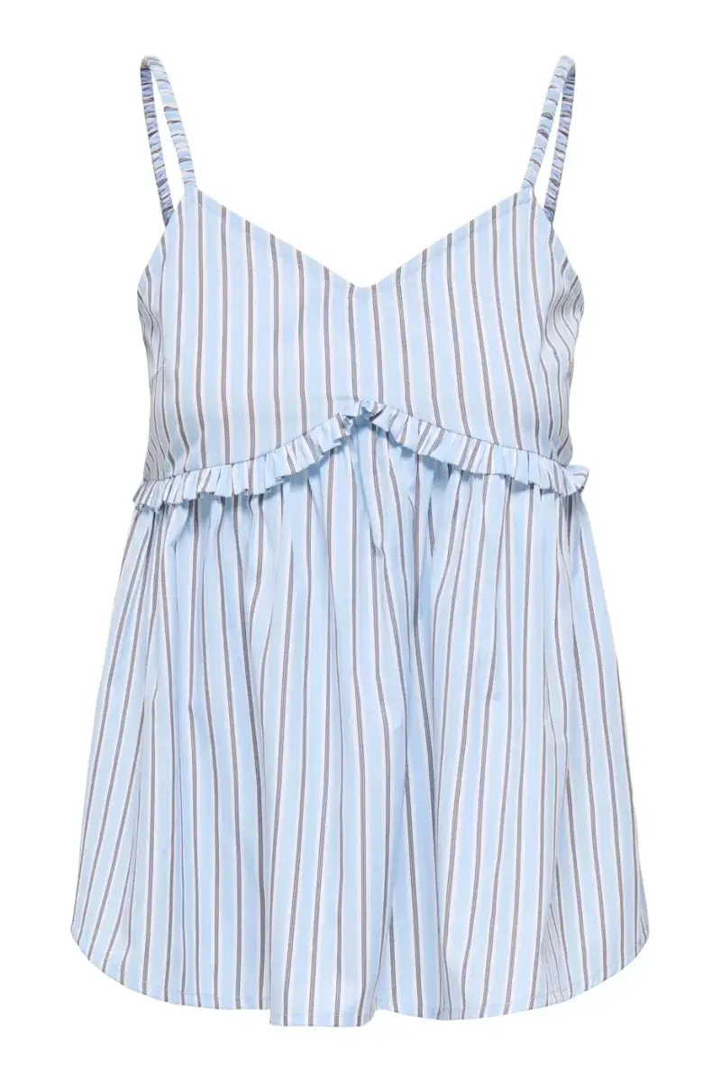 Only - Onlloris Strap Flowy Top - 5045018 Chambray Blue W. Bright White + Black