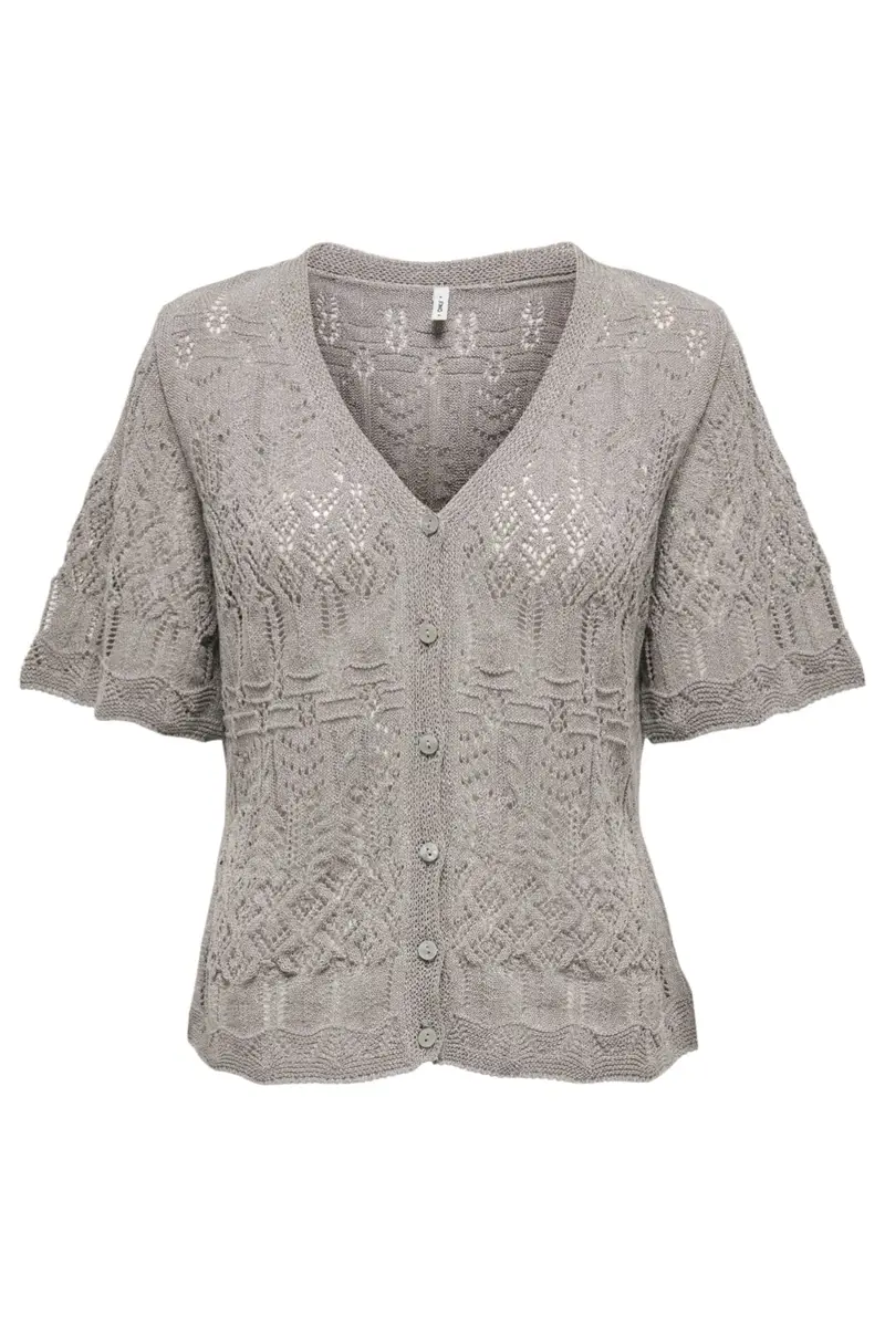 Only - Onllovely Ss Glitter Button Top Knt - 4916203 Weathered Teak Silver