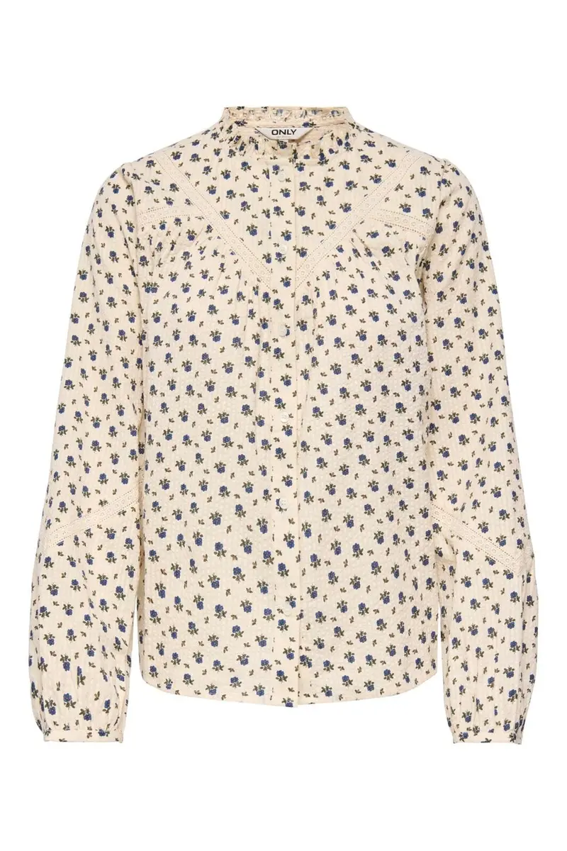 Only - Onllucinda Ls Tape Shirt - 5085607 Birch Blue Floral