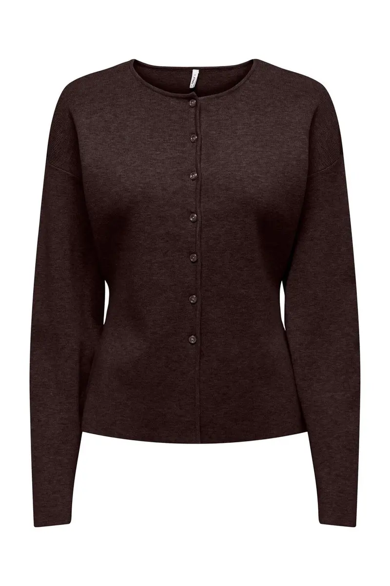 Only - Onllucy Ls O-Neck Cardigan Knt - 5081459 Chocolate Torte Dtm Buttons