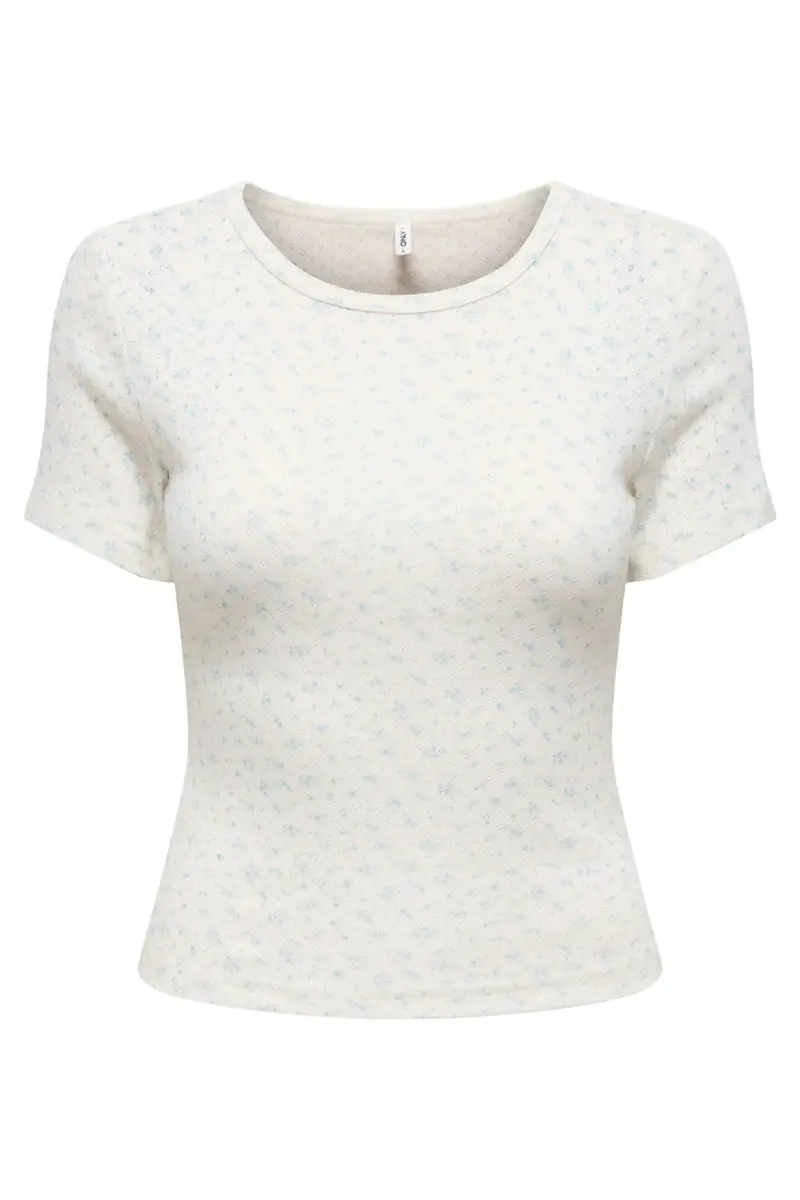 Only - Onlmadison S/S O-Neck Baby Tee - 5011787 Cloud Dancer Vivi Winter Sky