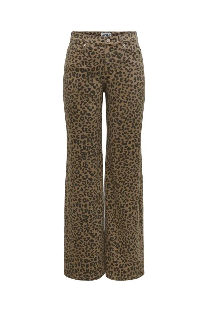 Only - Onlmadison Wide Animal Pant - 5049403 Otter W. Black Leo
