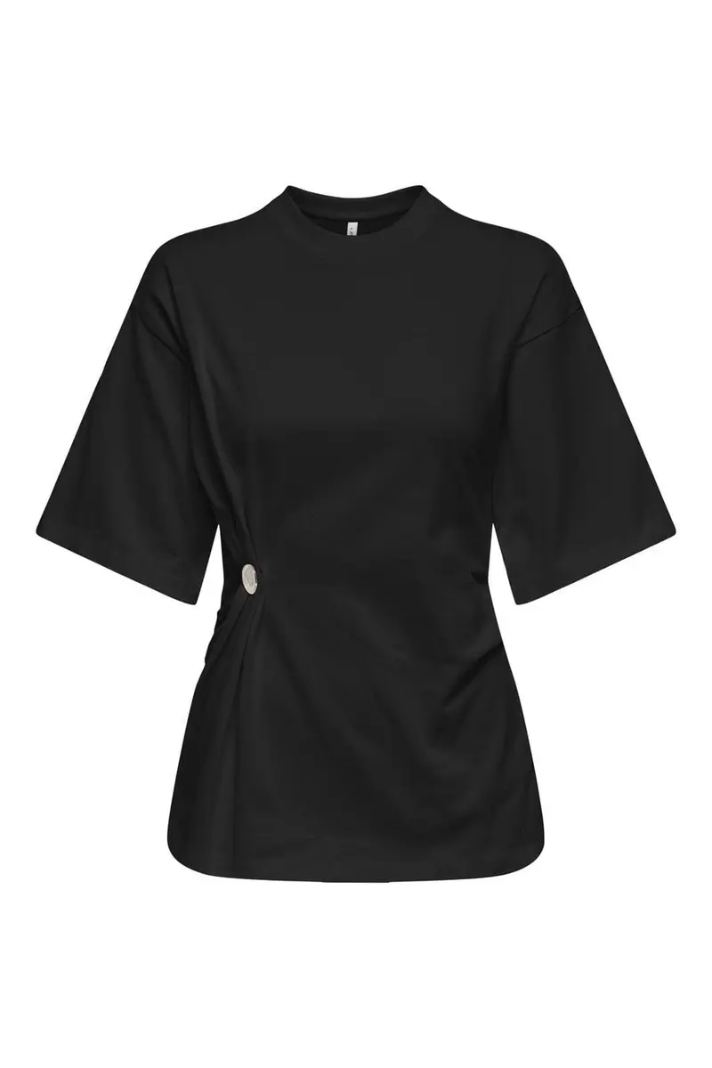 Only - Onlmarie Life 2/4 O-Neck Top Box - 5011539 Black Silver Button