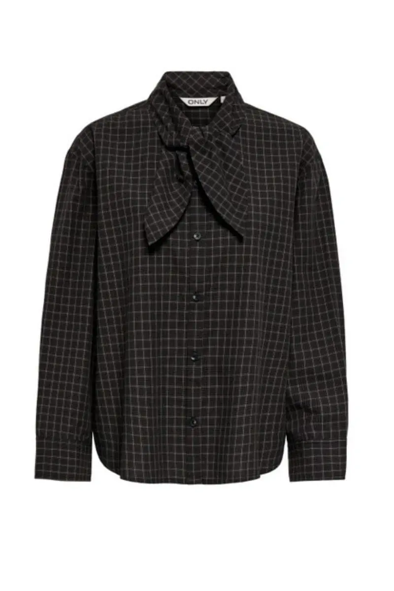 Only - Onlmaya Check Bow Shirt - 5195883 Black Grey