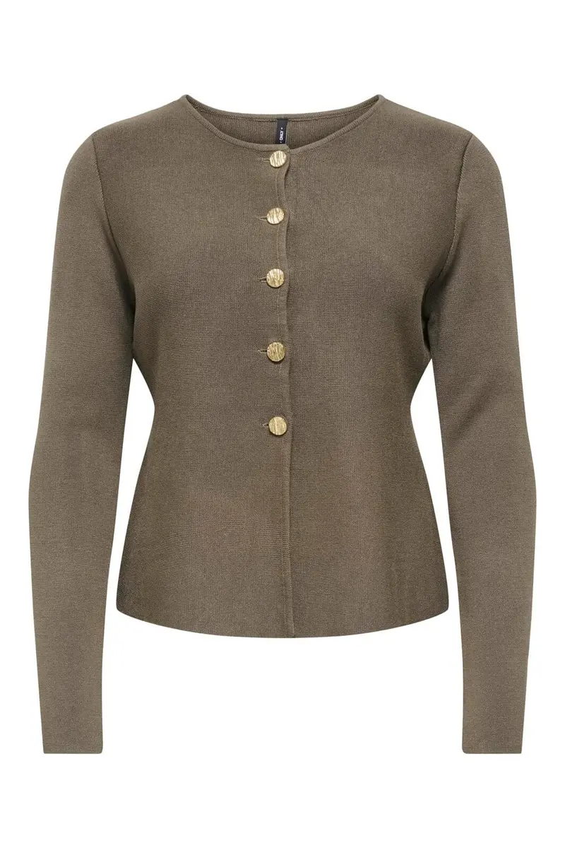 Only - Onlmelli Ls Oneck Button Cardi Knt - 5087338 Canteen New Gold Buttons