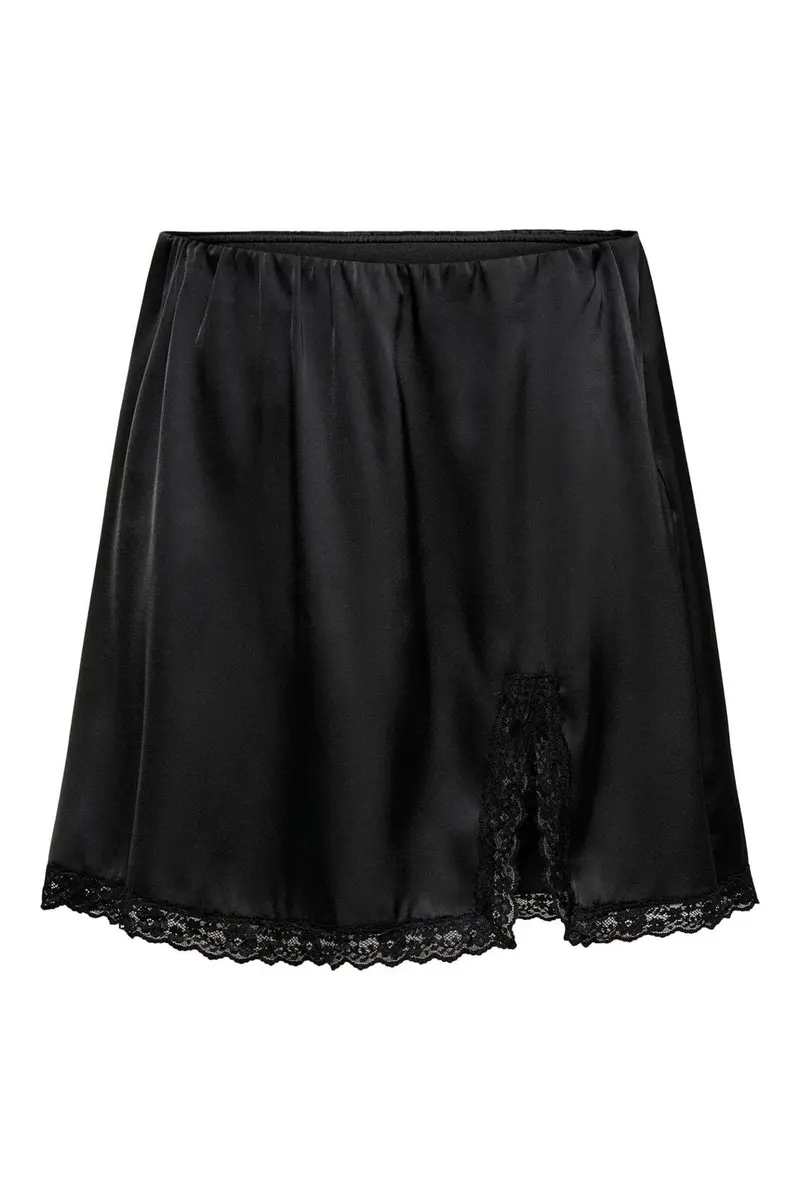 Only - Onlmenus Lace Satin Short Skirt - 5131875 Black Black Lace