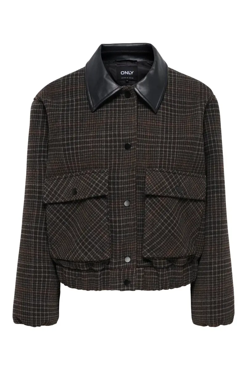 Only - Onlmika Check Bomber Jacket - 5106820 Black Coffee Check