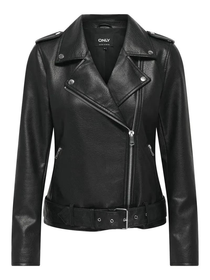Only - Onlmille Faux Leather Biker Jacket - 4850787 Black