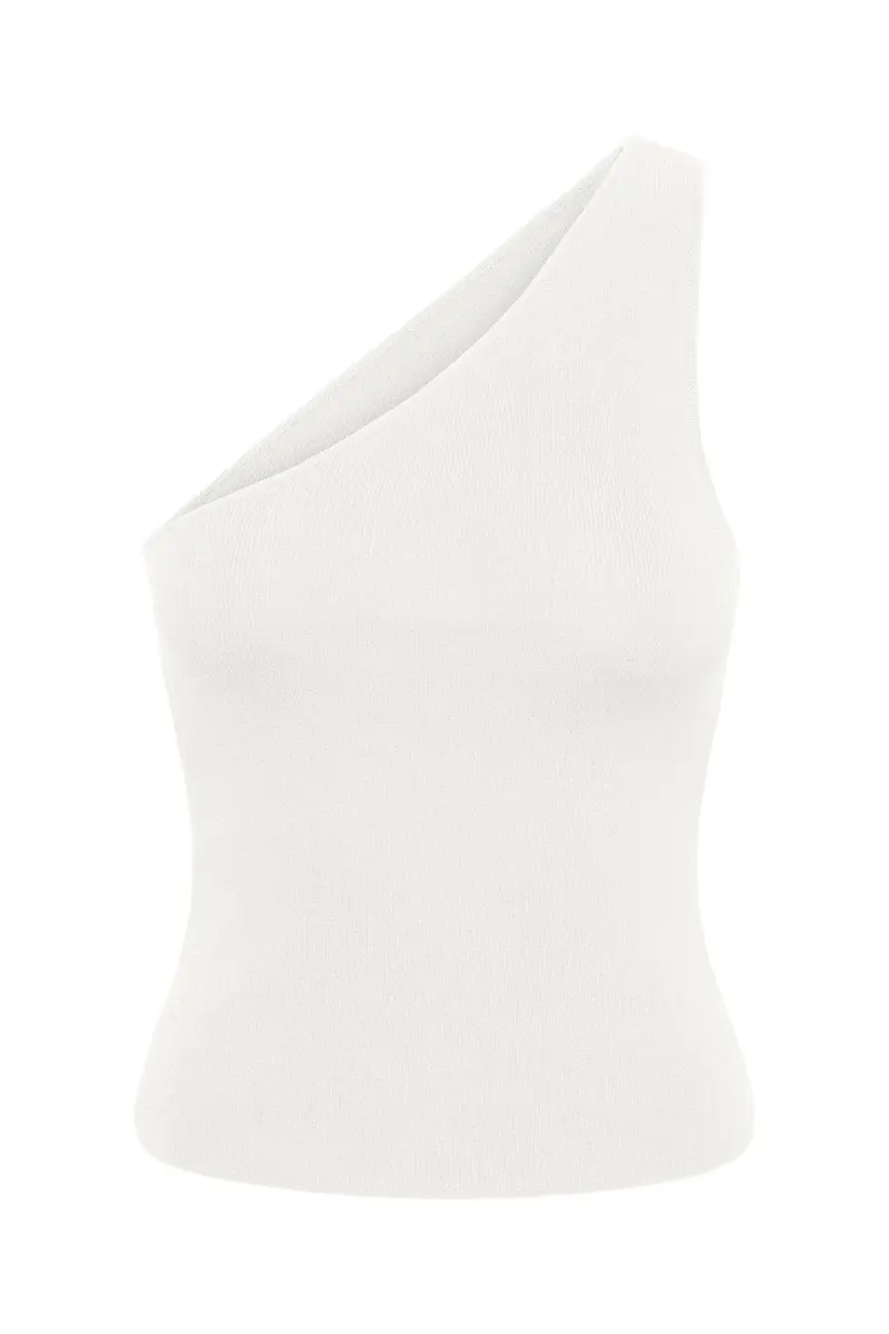 Only - Onlmilo Sl One Shoulder Rib Top Cc Knt - 5082394 Cloud Dancer