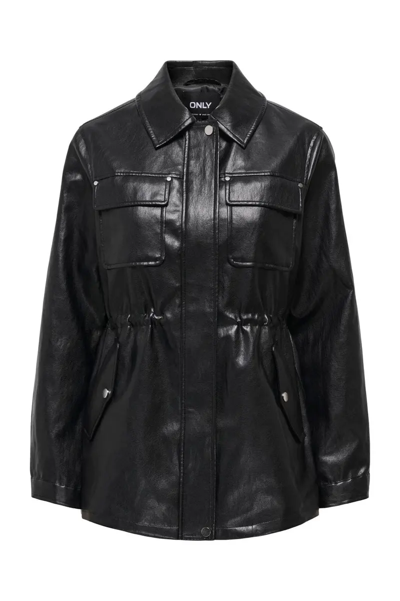 Only - Onlmini Faux Leath String Jacket Cc - 5019104 Black