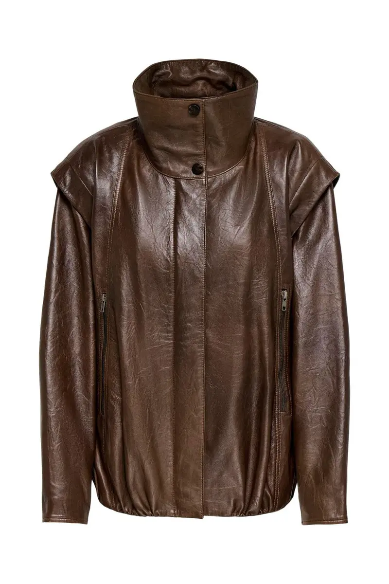Only - Onlmolly Real Leather Jacket - 5275666 Toffee Washed