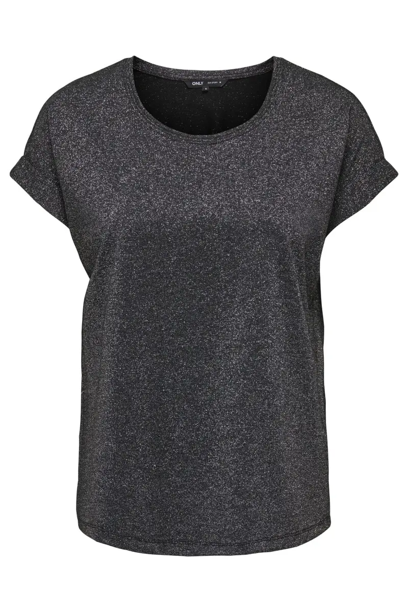 Only - Onlmoster Glitter S/S Top - 4898718 Black Silver Lurex