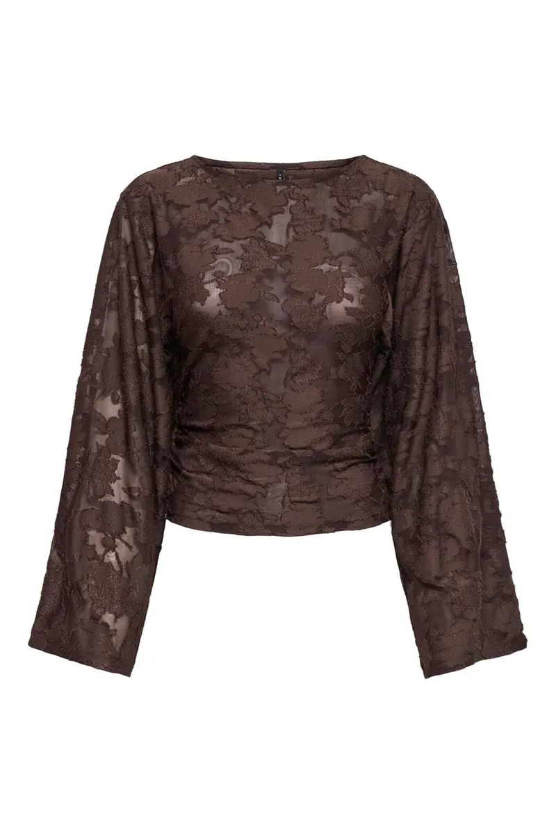 Only - Onlnadia L/S Ruching Top - 5116733 Coffee Bean