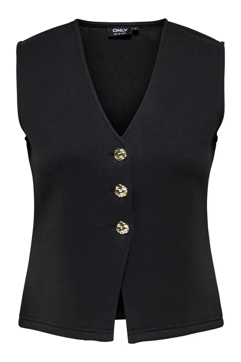 Only - Onlnaomi S/L Vest Swt - 4912054 Black Gold Buttons