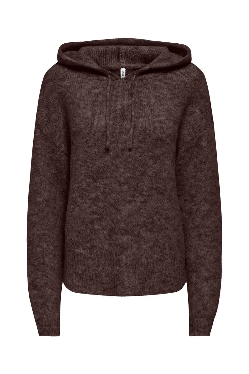 Only - Onlnellie Ls Hoodie Cc Knt - 5100928 Coffee Bean Melange