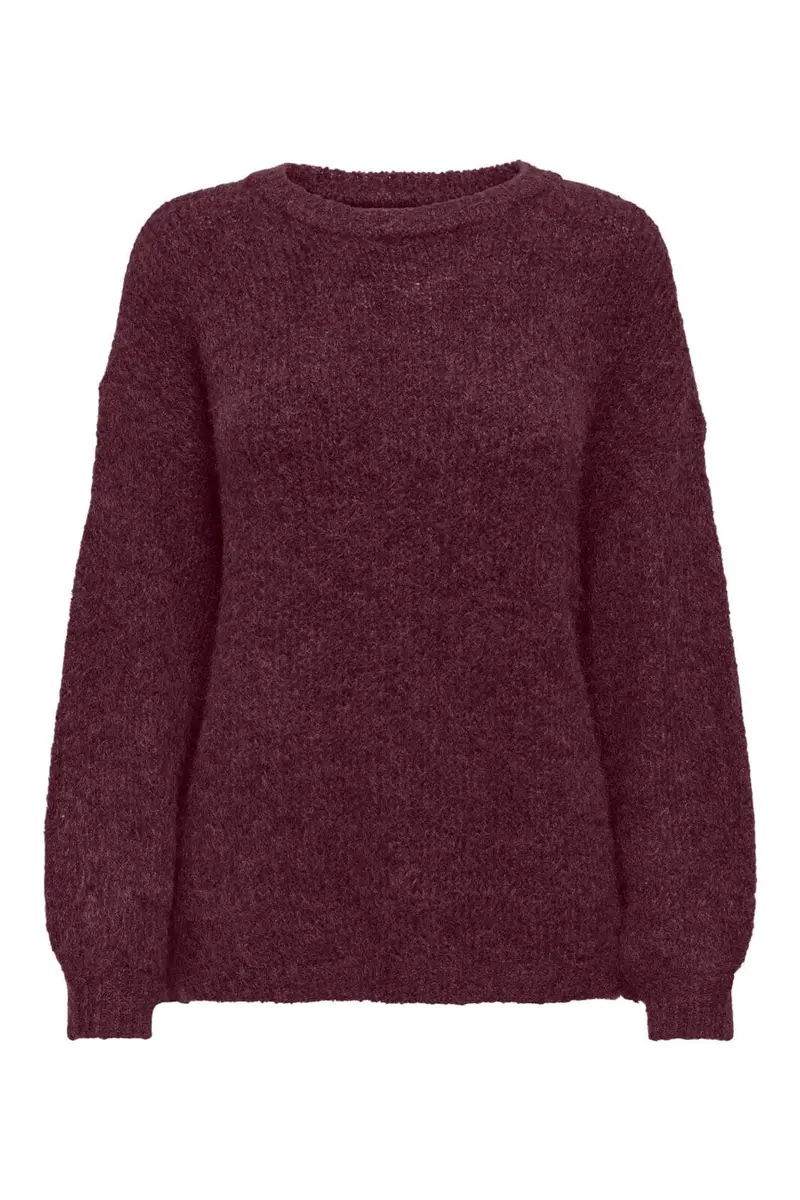 Only - Onlnellie Ls O-Neck Knt - 5113408 Winetasting Melange