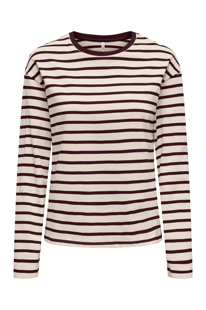 Only - Onlnew Soph L/S O-Neck Top Box - 5205854 Birch Winetasting + Winetasting Neckline