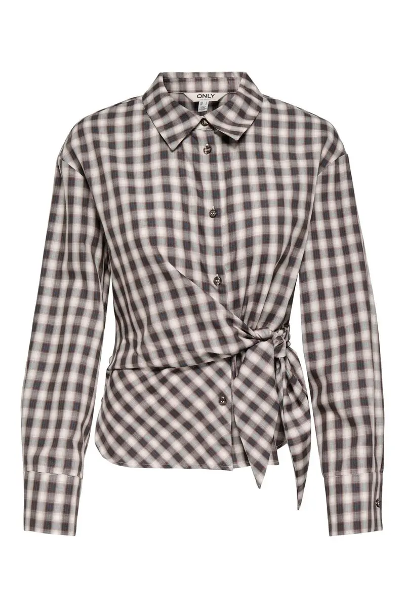 Only - Onlnola Ls Check Wrap Shirt - 5232776 Malt Ball White/Blue
