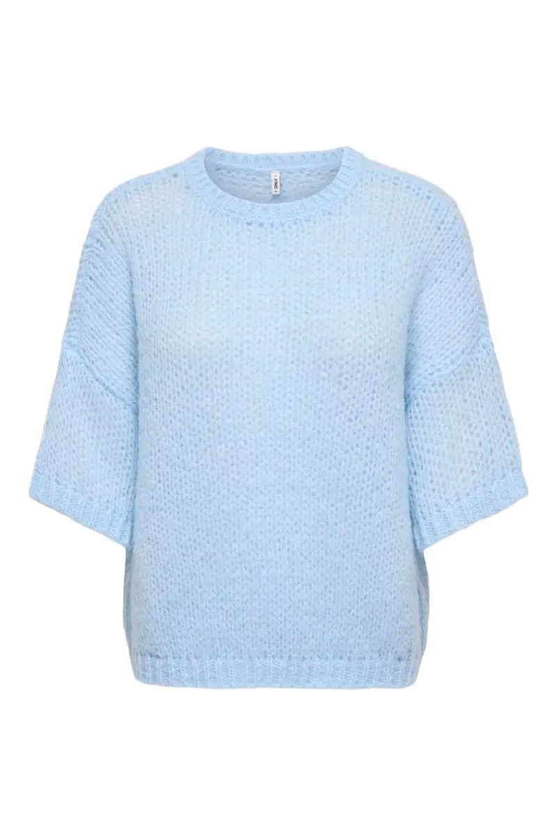 Only - Onlnordic Ss Loose O-Neck Knt - 5026834 Cashmere Blue
