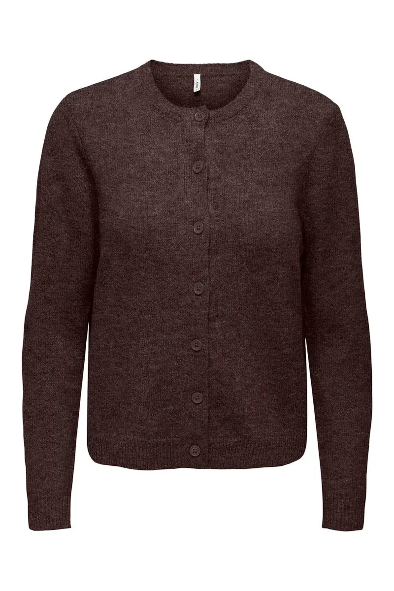 Only - Onlolivia Ls O-Neck Cardigan Cc Knt - 5101145 Mole Melange/Dtm Horn Button