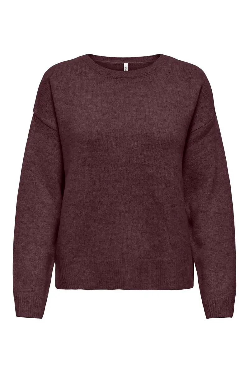 Only - Onlolivia Ls O-Neck Cc Knt - 5101133 Fudge Melange