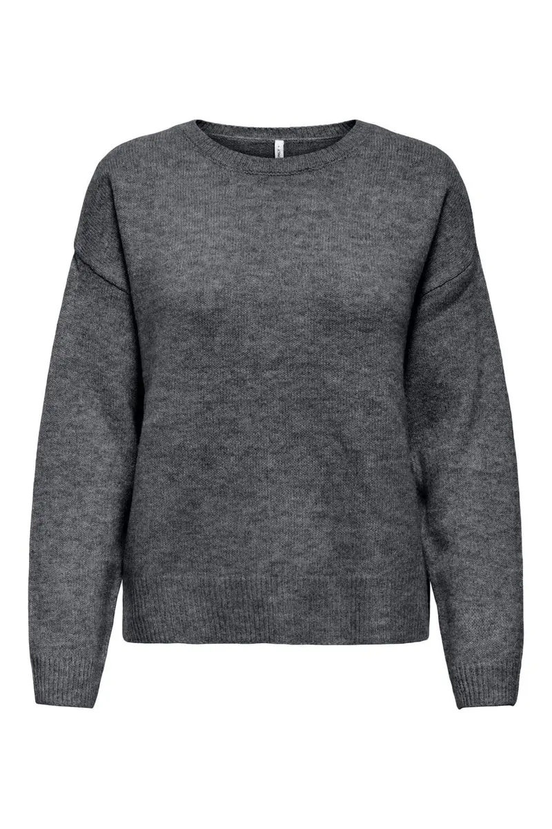 Only - Onlolivia Ls O-Neck Cc Knt - 5101135 Dark Grey Melange
