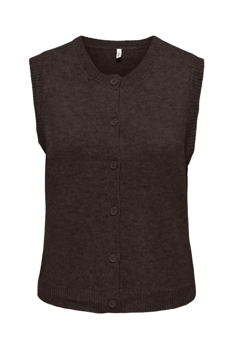 Only - Onlolivia Sl Button Vest Cc Knt - 5101157 Mole Melange/Dtm Button